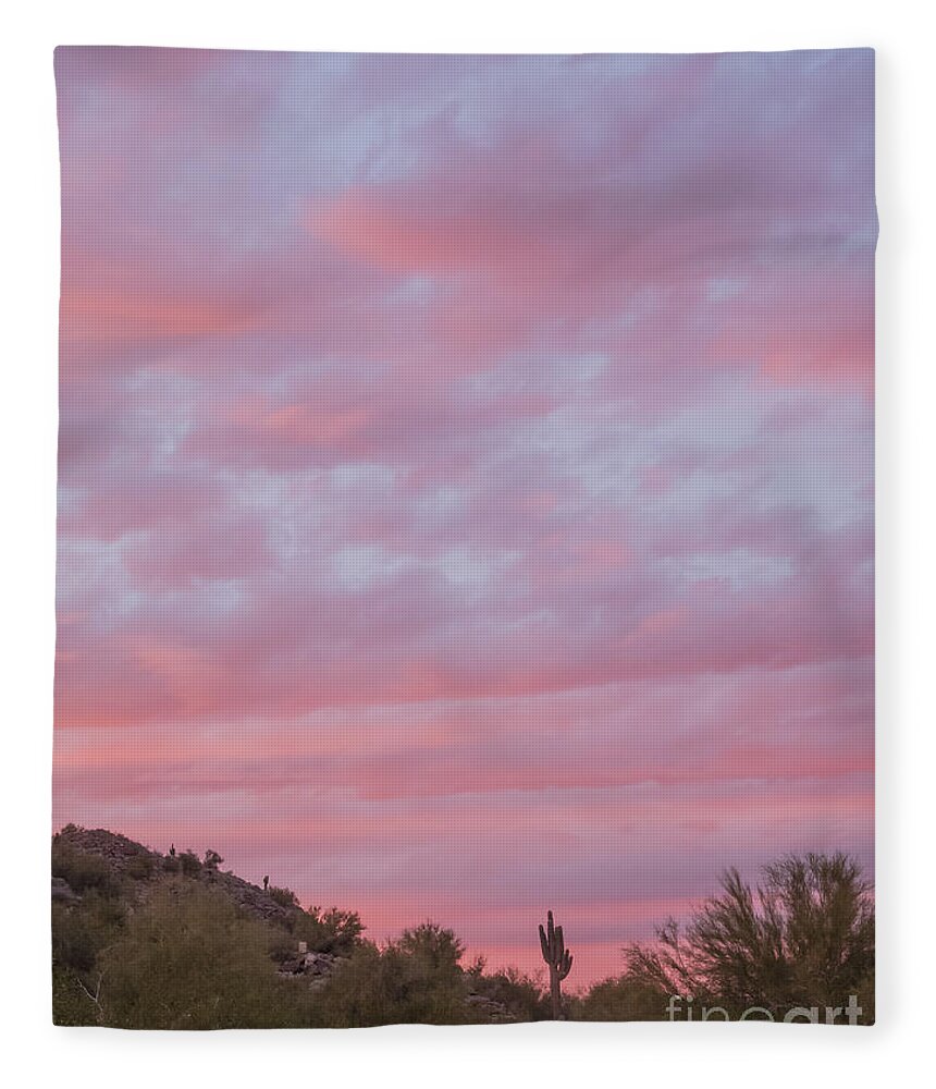 Sunset Fleece Blanket featuring the photograph Pink Sky Desert Sunset by Tamara Becker