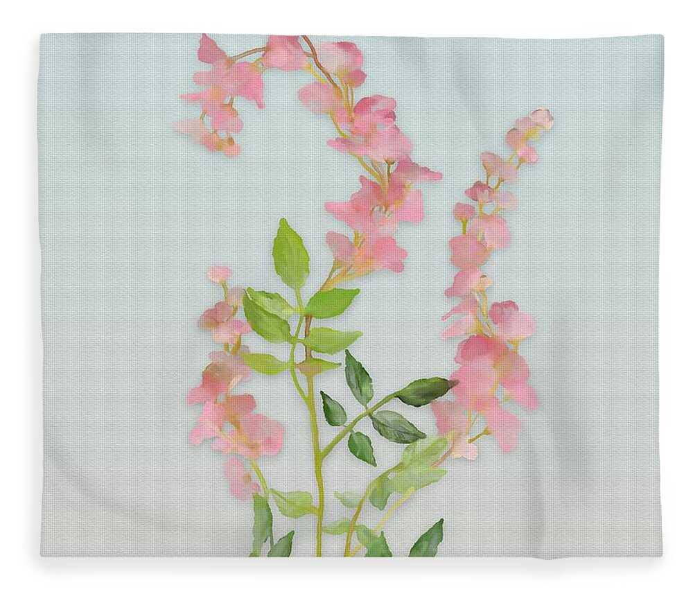 Pink Fleece Blanket featuring the painting Pink Tiny Flowers by Ivana Westin
