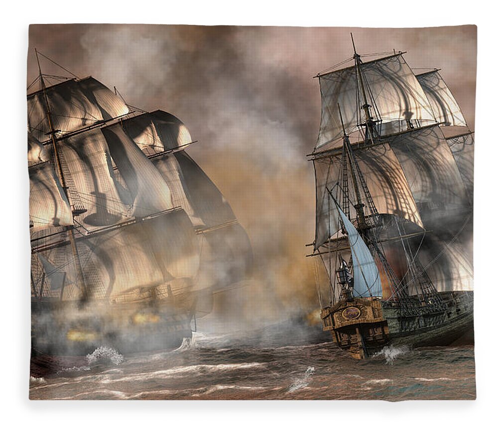 Pirate Battle Fleece Blanket featuring the digital art Pirate Battle by Daniel Eskridge
