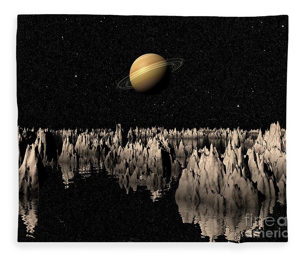 Saturn Fleece Blanket featuring the digital art Planet Saturn by Phil Perkins