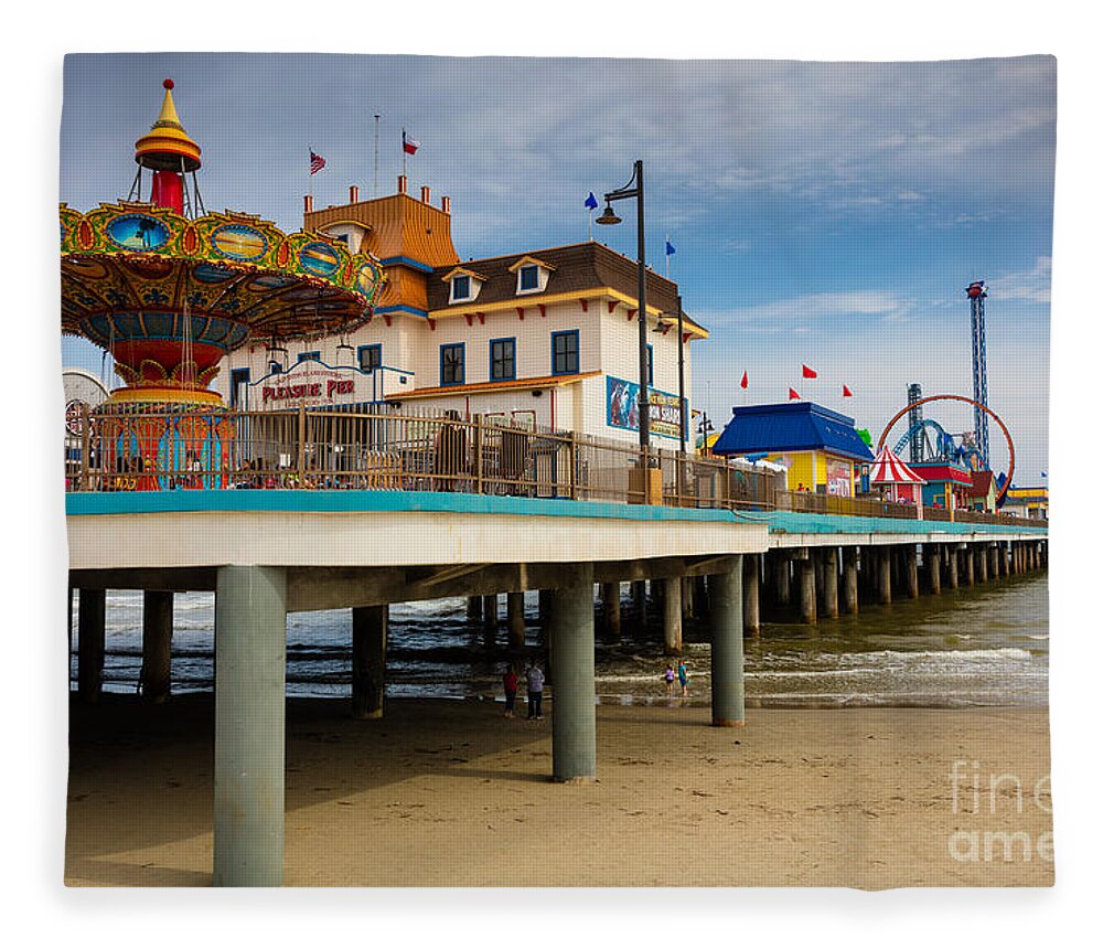 America Fleece Blanket featuring the photograph Pleasure Pier by Inge Johnsson