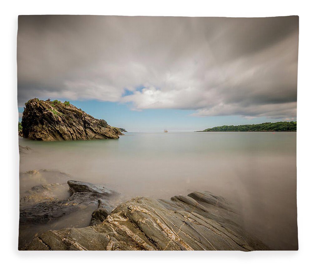 Polgwidden Fleece Blanket featuring the photograph Polgwidden Cove, Cornwall by Nigel R Bell
