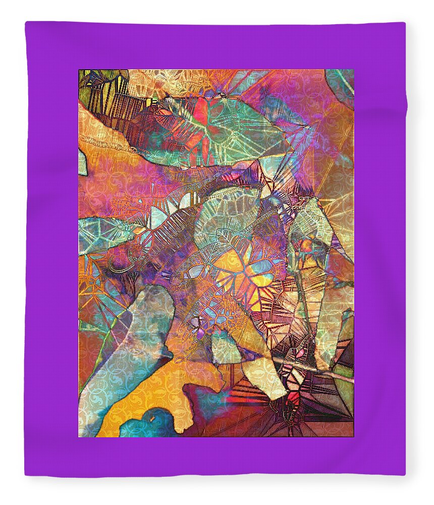 Abstract Vivid Colors Fleece Blanket featuring the digital art Polynesian Dance by Pamela Smale Williams