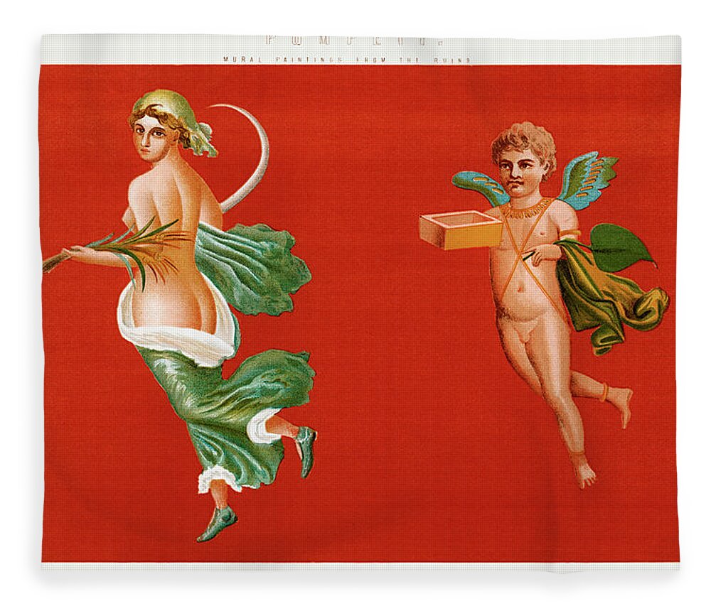 Woman Fleece Blanket featuring the painting Pompeii Mural Paintings from the Ruins by Vincent Monozlay