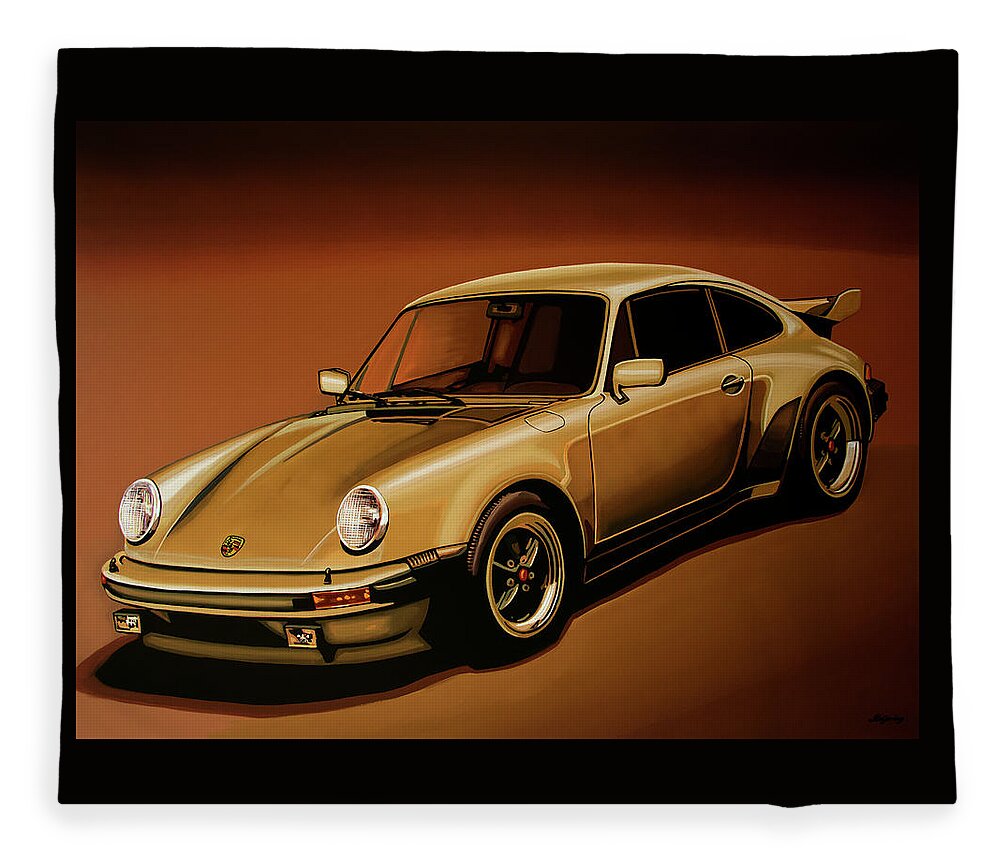 Porsche 911 Fleece Blanket featuring the painting Porsche 911 Turbo 1976 Painting by Paul Meijering