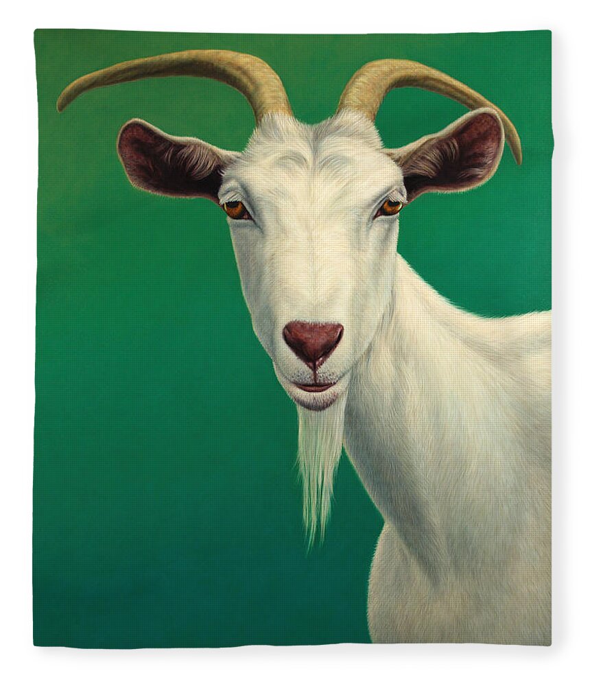 #faatoppicks Fleece Blanket featuring the painting Portrait of a Goat by James W Johnson