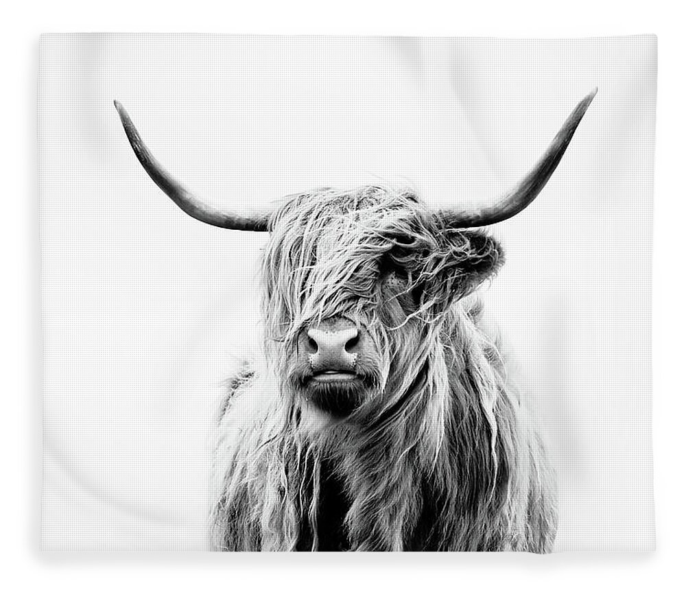 #faatoppicks Fleece Blanket featuring the photograph Portrait Of A Highland Cow by Dorit Fuhg