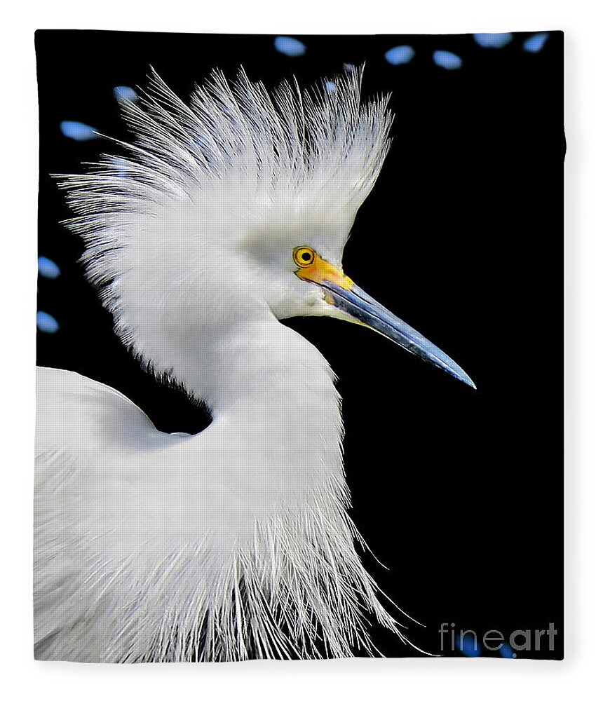 Snowy White Fleece Blanket featuring the photograph Portrait of a Snowy White Egret by Jennie Breeze