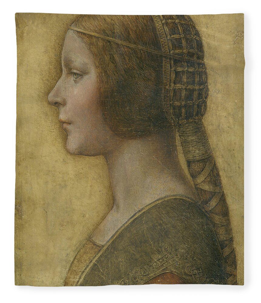 Leonardo Da Vinci Fleece Blanket featuring the painting Portrait Of A Young Fiancee by Leonardo Da Vinci