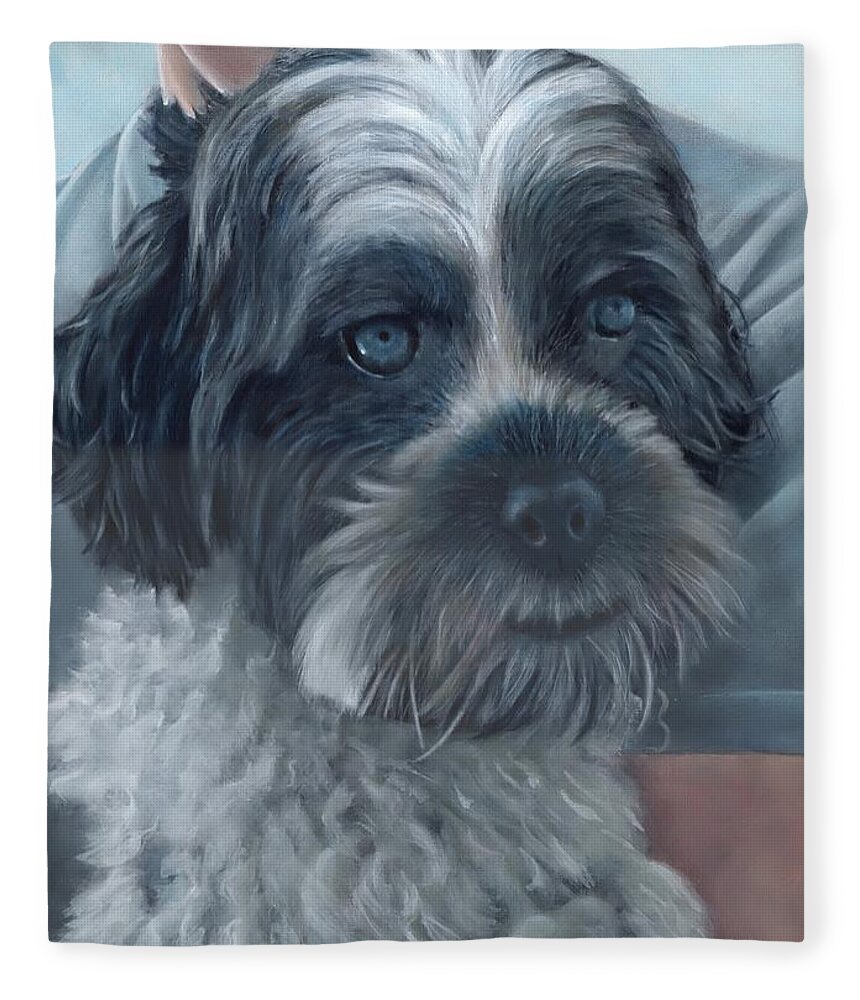 Chitzou Fleece Blanket featuring the painting Portrait of Charley by John Neeve