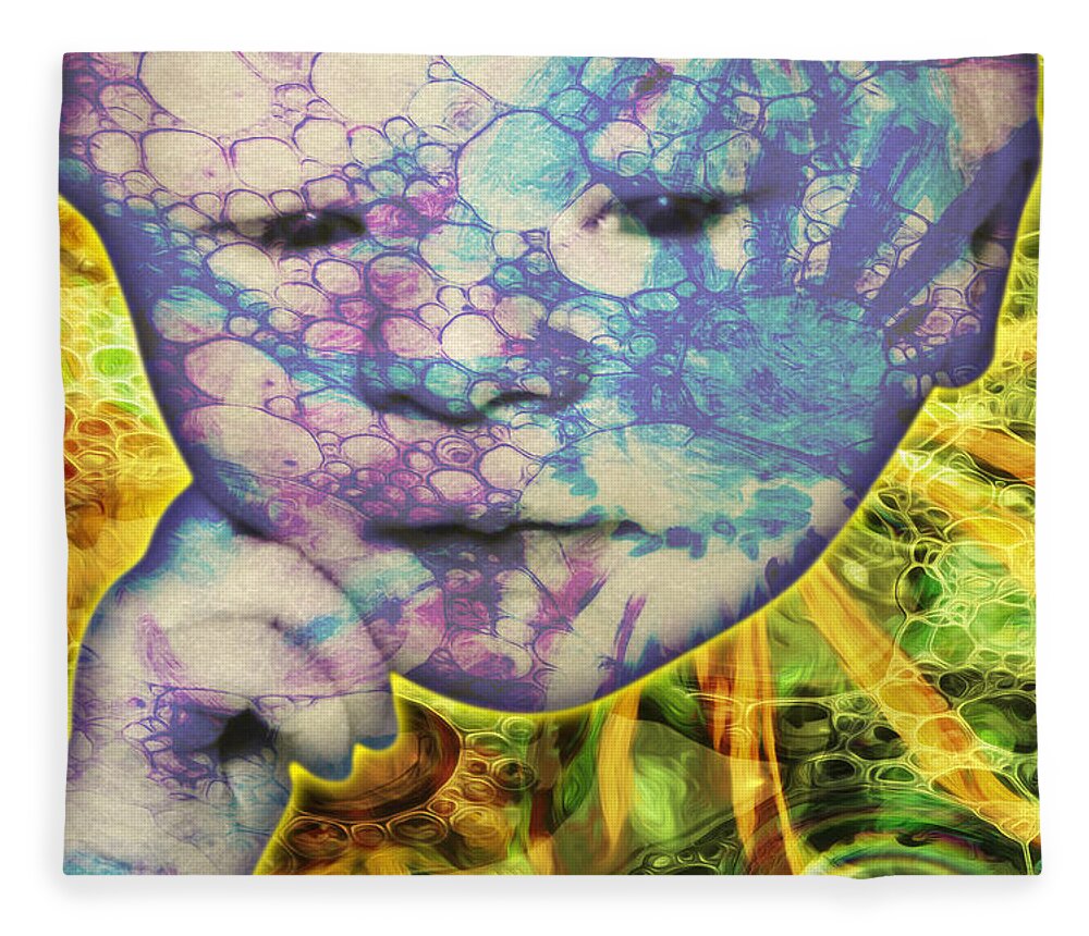Self Portraits Fleece Blanket featuring the digital art Portrait Of The Artist As A Young Baby by Becky Titus