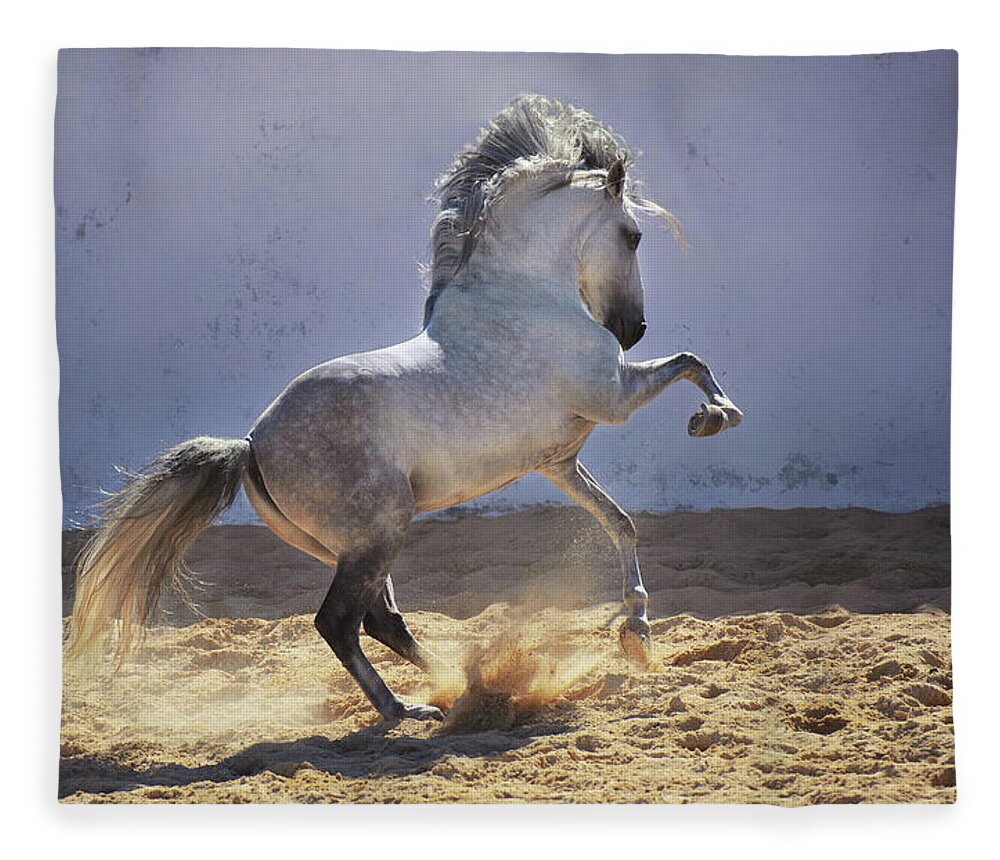 Russian Artists New Wave Fleece Blanket featuring the photograph Power in Motion by Ekaterina Druz