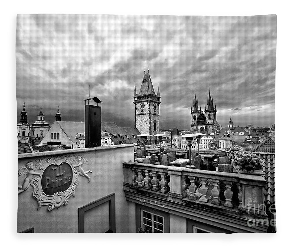 Prague Fleece Blanket featuring the photograph Prague View From The Top by Madeline Ellis
