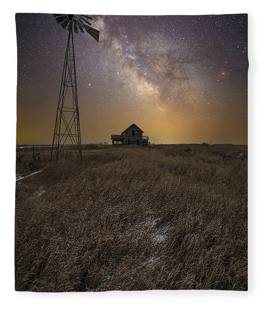 Milky Way Fleece Blanket featuring the photograph Prairie Dreaming by Aaron J Groen