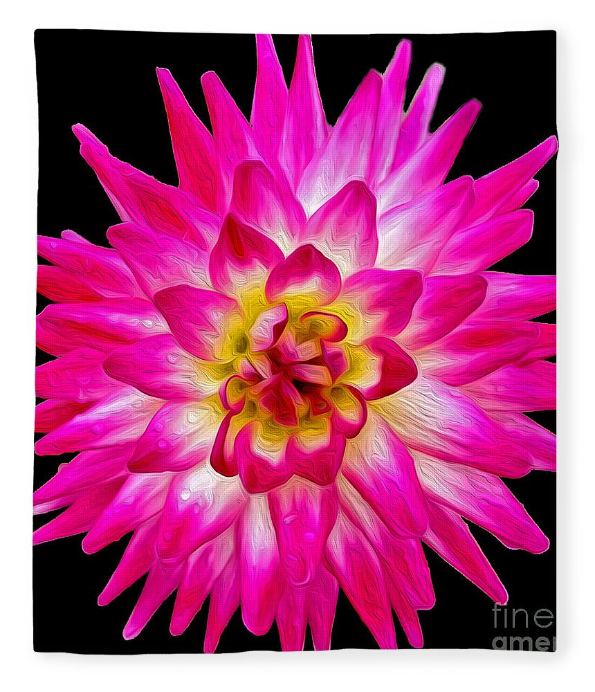 Pink Dahlia Fleece Blanket featuring the photograph Prettiest in Pink by Jilian Cramb - AMothersFineArt