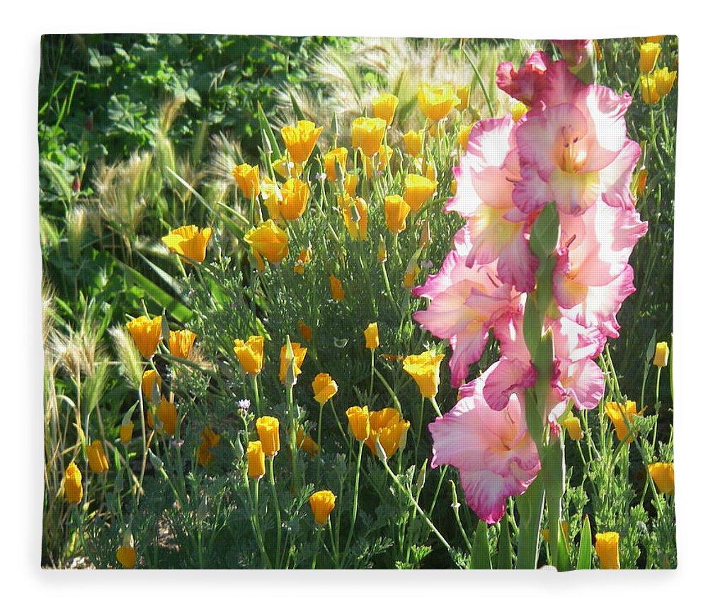 Poppies Fleece Blanket featuring the photograph Priscilla With Poppies by Stephen Daddona