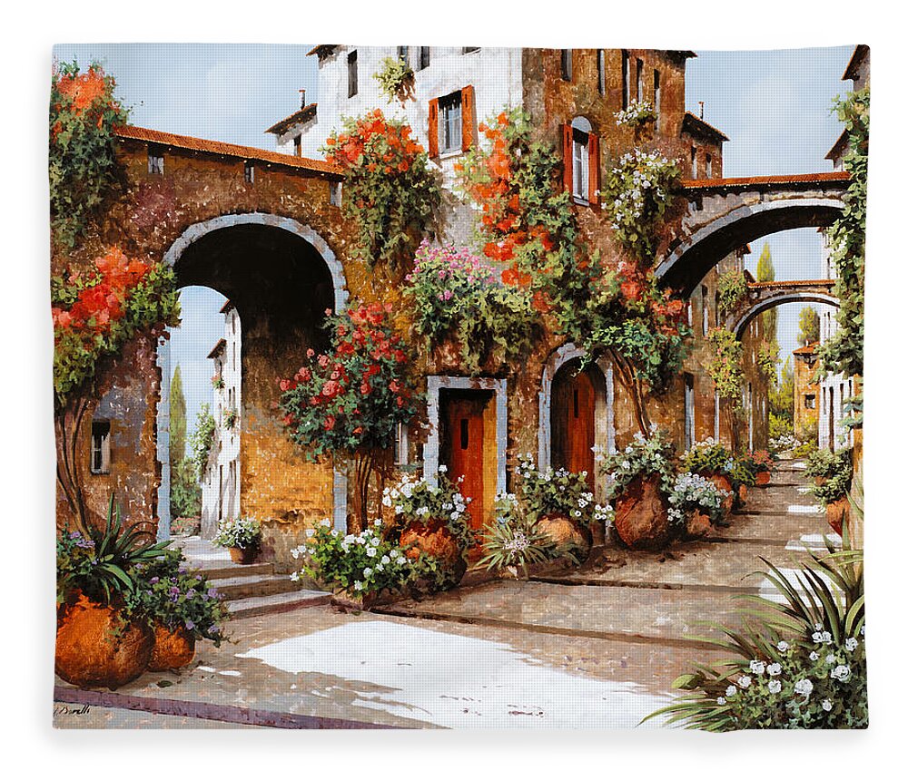 Landscape Fleece Blanket featuring the painting Profumi Di Paese by Guido Borelli
