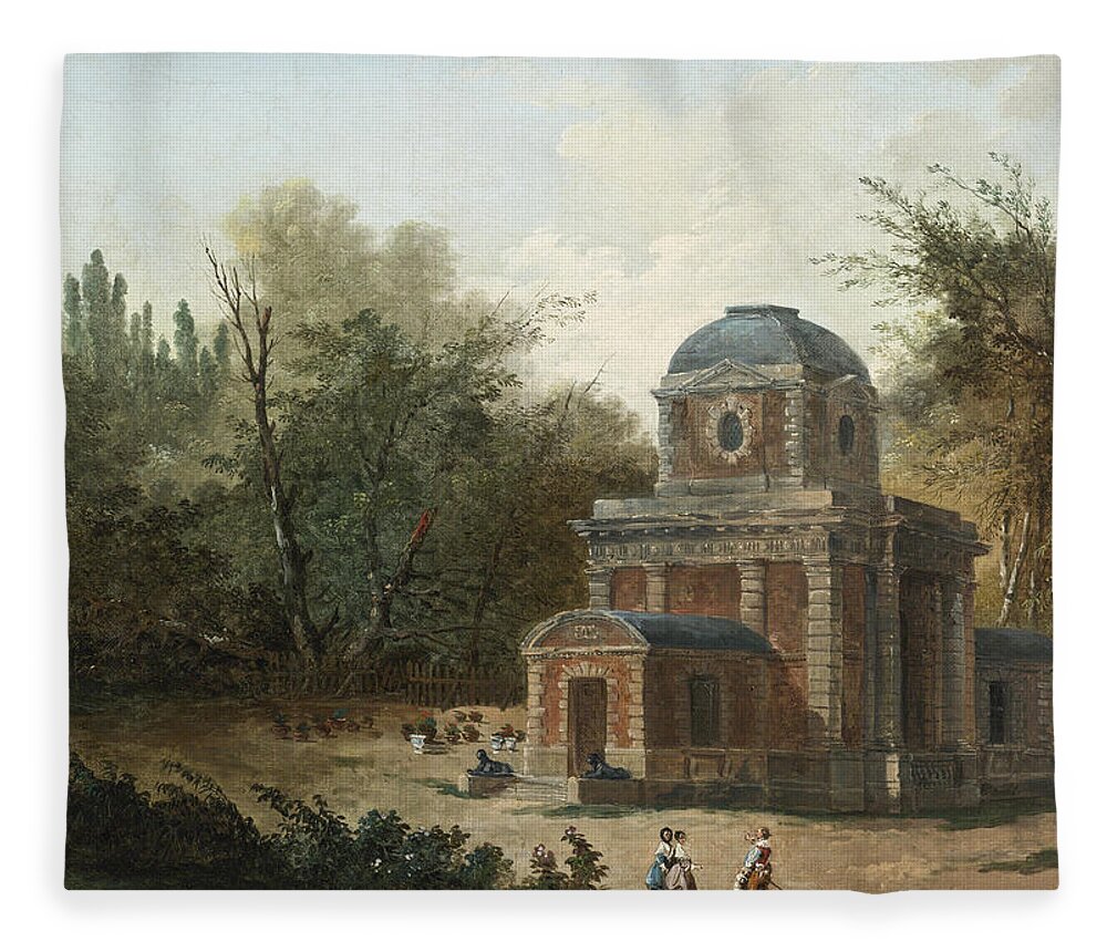 Hubert Robert Fleece Blanket featuring the painting Project for the Pavillon de Cleves of Maupertuis by Hubert Robert