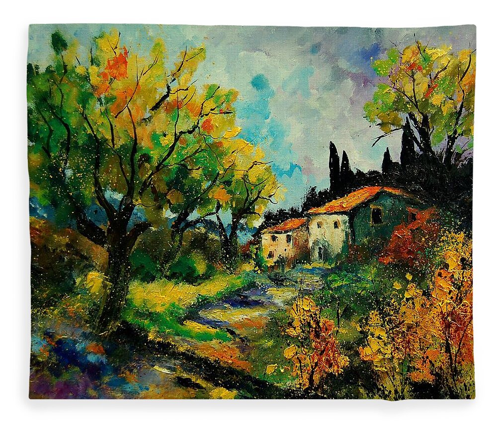 Landscape Fleece Blanket featuring the painting Provence 670110 by Pol Ledent