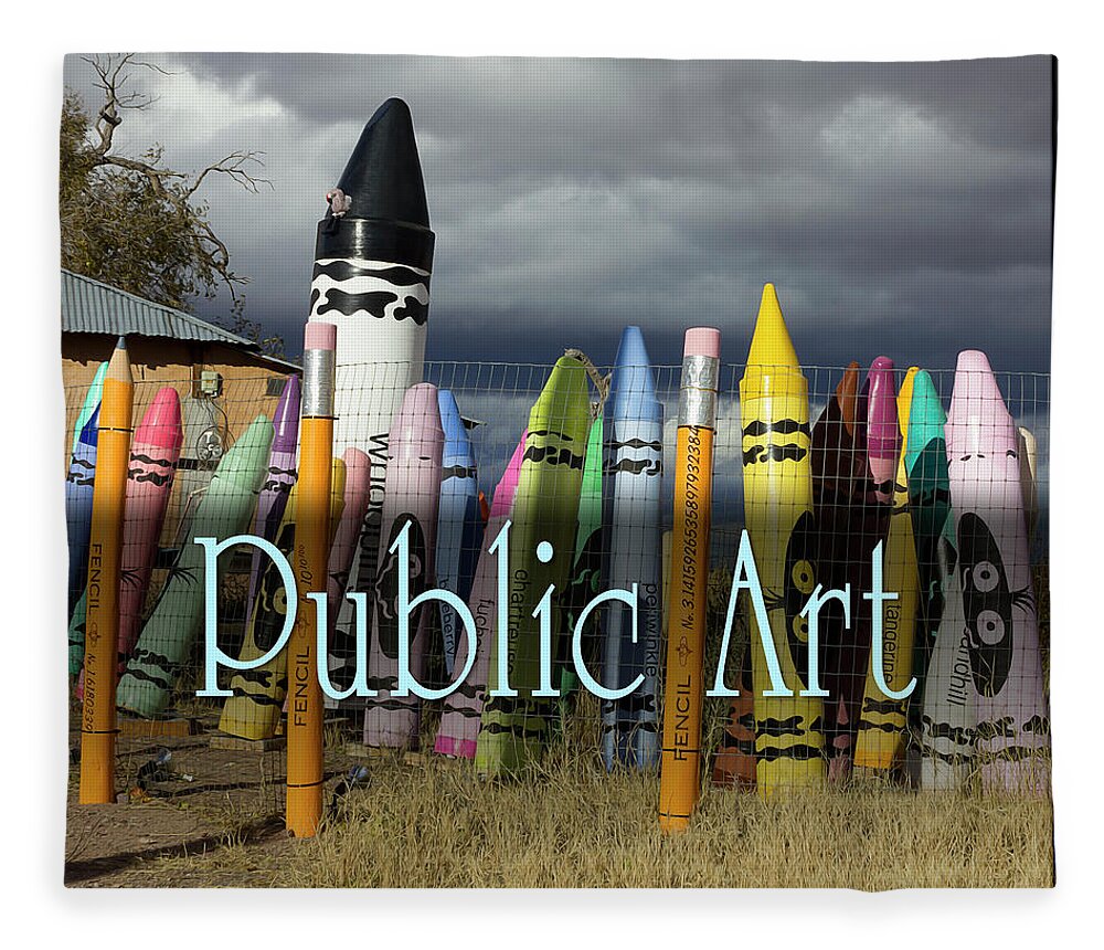 Sign Fleece Blanket featuring the digital art Public Art by Becky Titus