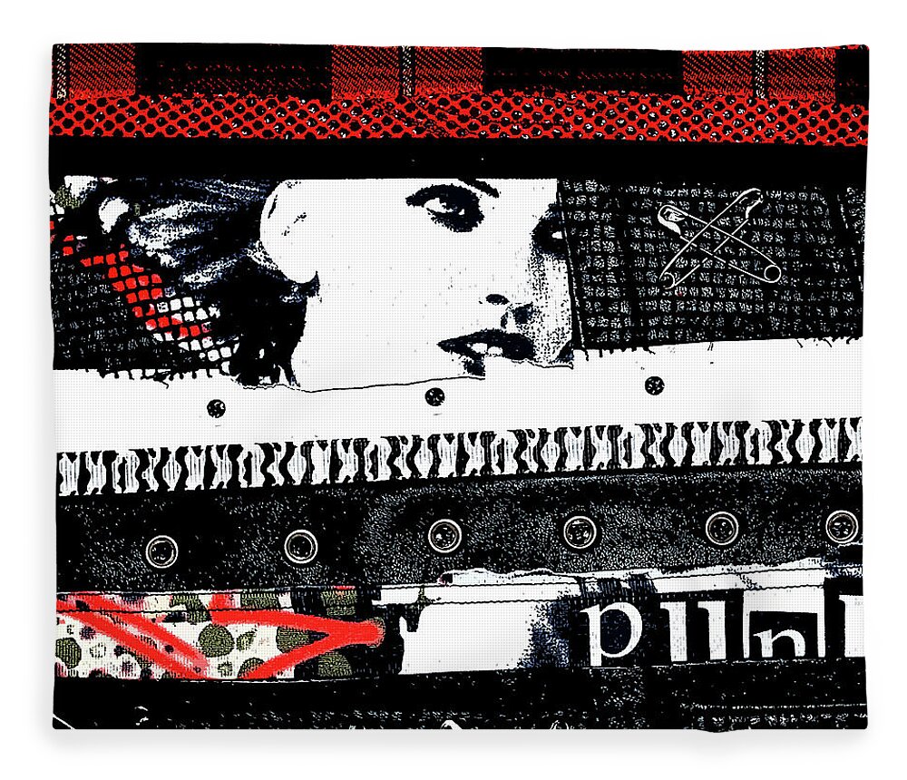 Punk Fleece Blanket featuring the digital art Punk Chick by Roseanne Jones