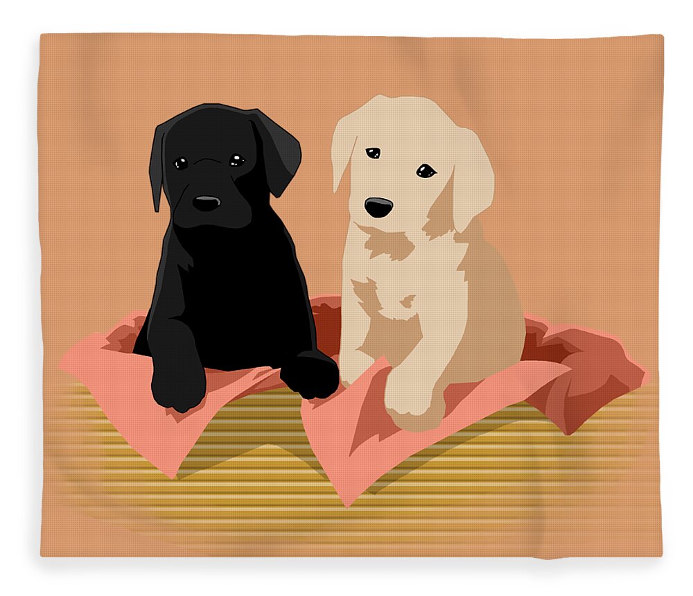 Puppies Fleece Blanket featuring the digital art Puppy Basket by Alice Chen