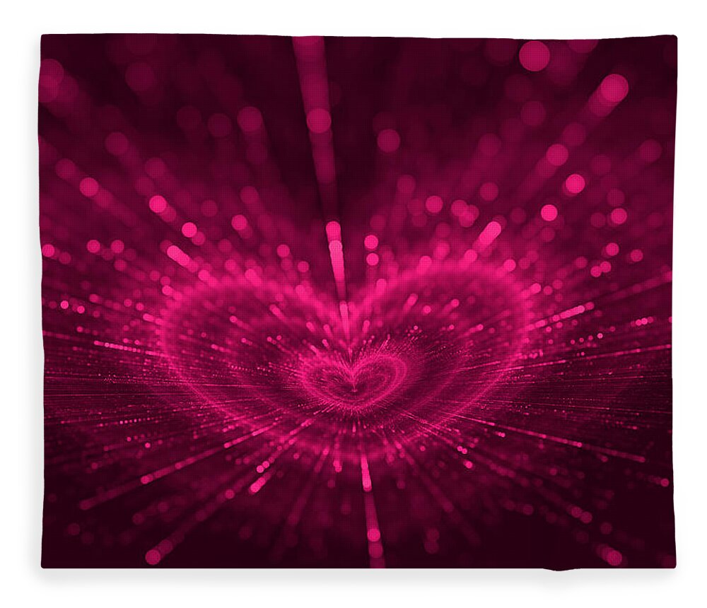 Romantic Fleece Blanket featuring the digital art Purple Heart Valentine's Day by Anna Bliokh