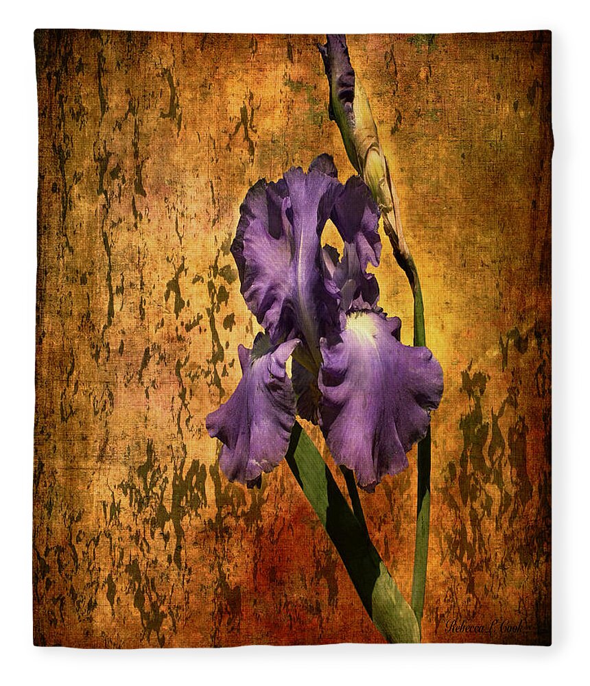 Purple Iris At Sunset Fleece Blanket featuring the photograph Purple Iris At Sunset by Bellesouth Studio