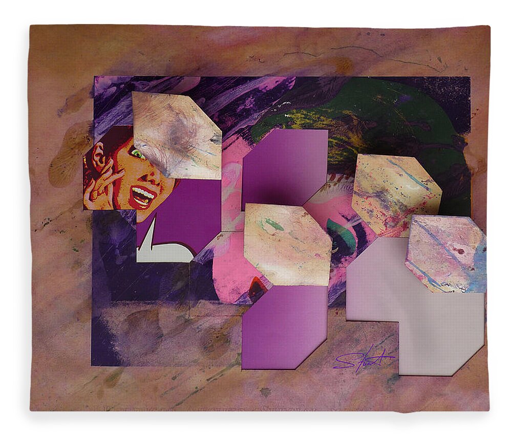 Psycho Fleece Blanket featuring the mixed media Purple Rain by Charles Stuart