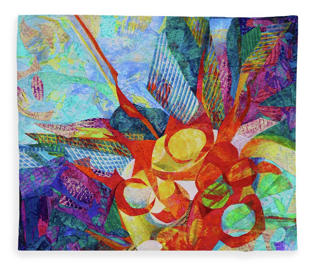 Vital Life Force Fleece Blanket featuring the painting Qi by Polly Castor