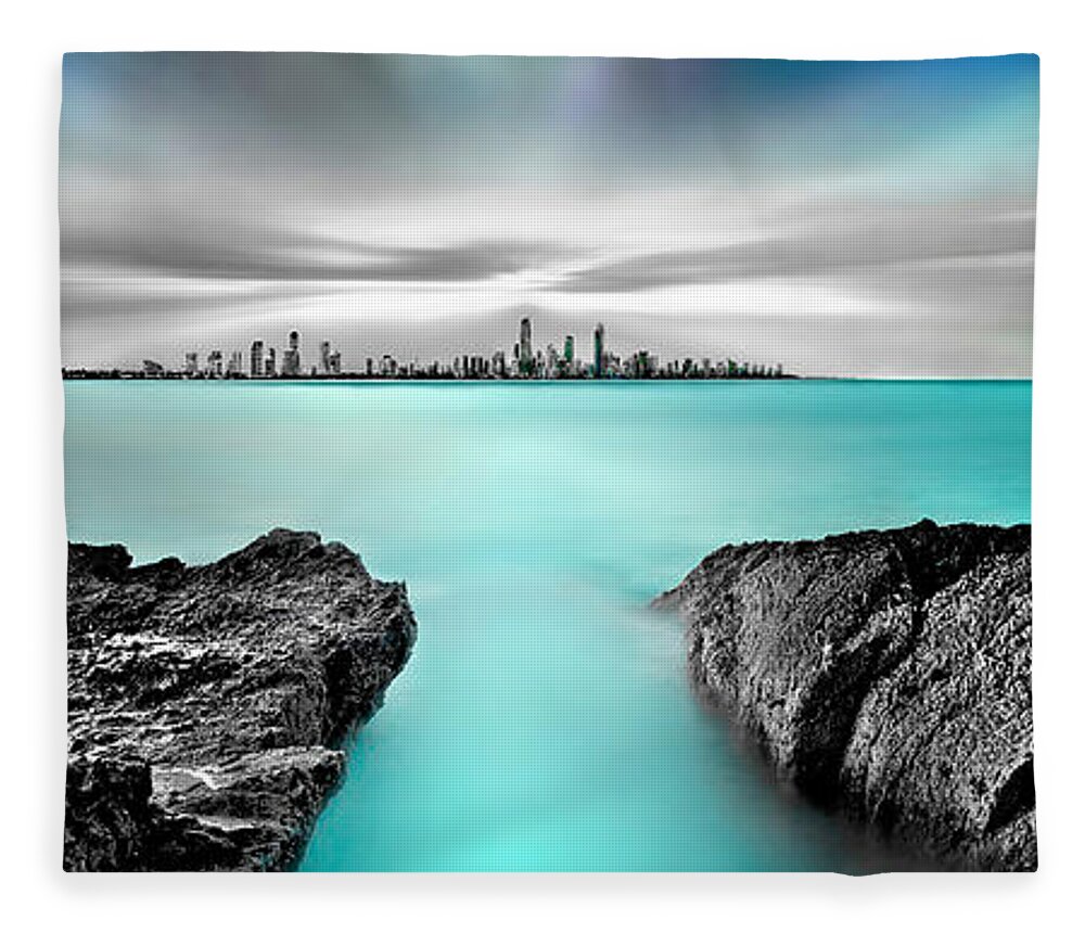 Seascape Photography Fleece Blanket featuring the photograph Quantum Divide Panorama by Az Jackson