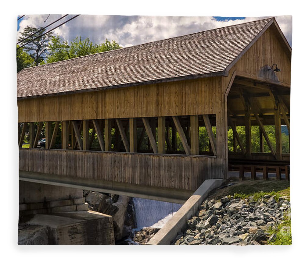Quechee Covered Bridge Fleece Blanket featuring the photograph Quechee Covered Bridge by Scenic Vermont Photography
