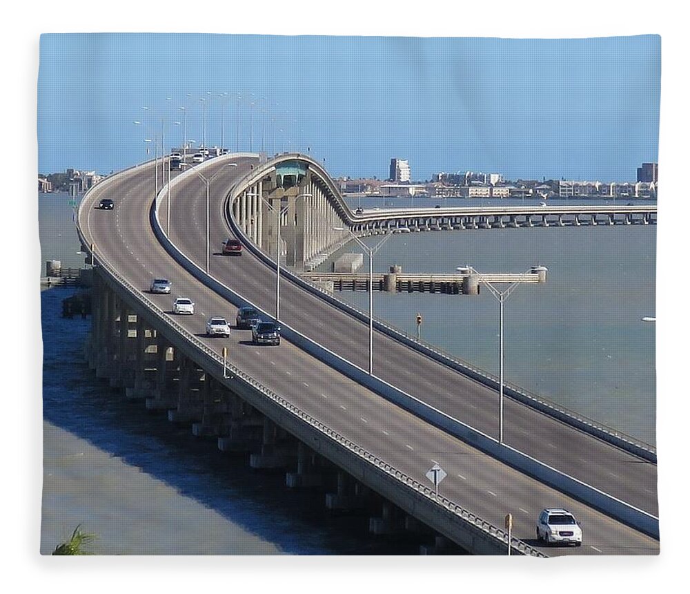 Texas Fleece Blanket featuring the photograph Queen Isabella Causeway by Keith Stokes