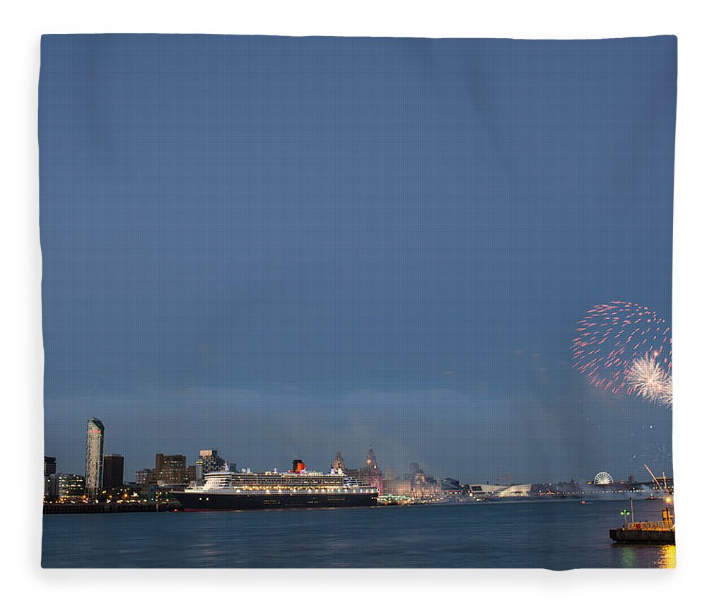  Cunard Fleece Blanket featuring the photograph Queen Mary 2 celebrates #175 by Spikey Mouse Photography