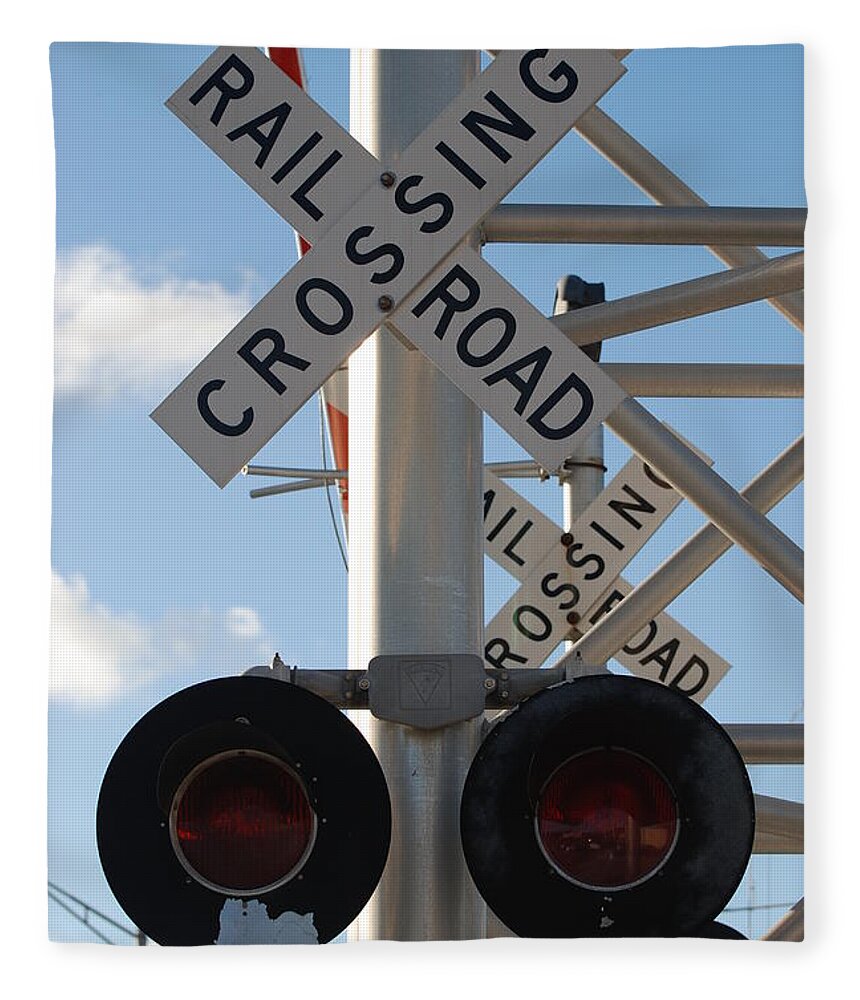 Train Fleece Blanket featuring the photograph R X R Crossing by Rob Hans