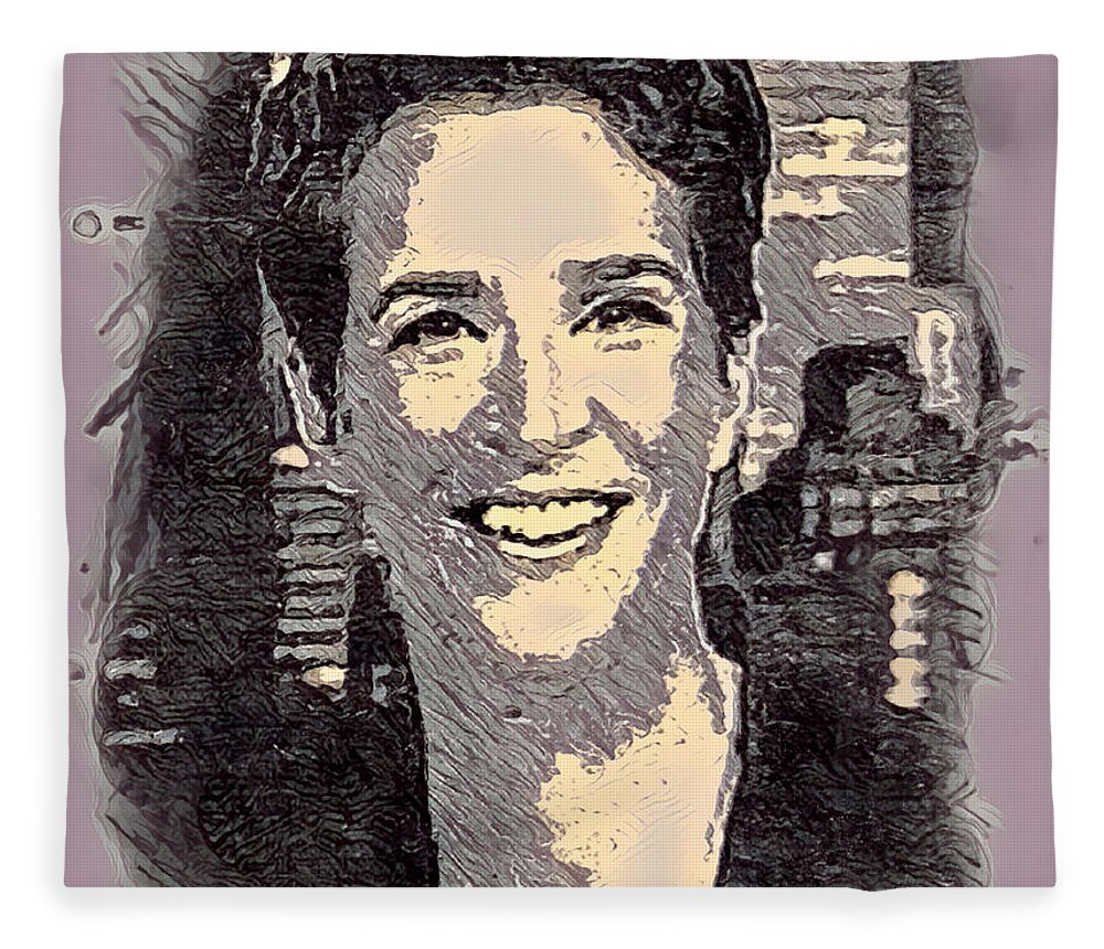 Digital Art Fleece Blanket featuring the digital art Rachel Maddow by Artful Oasis