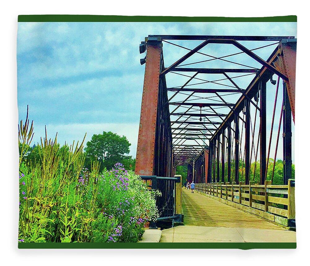Nature Fleece Blanket featuring the photograph Railroad Bridge Garden by Rod Whyte
