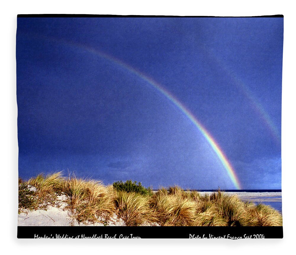Rainbow Fleece Blanket featuring the digital art Rainbow at Noordhoek by Vincent Franco