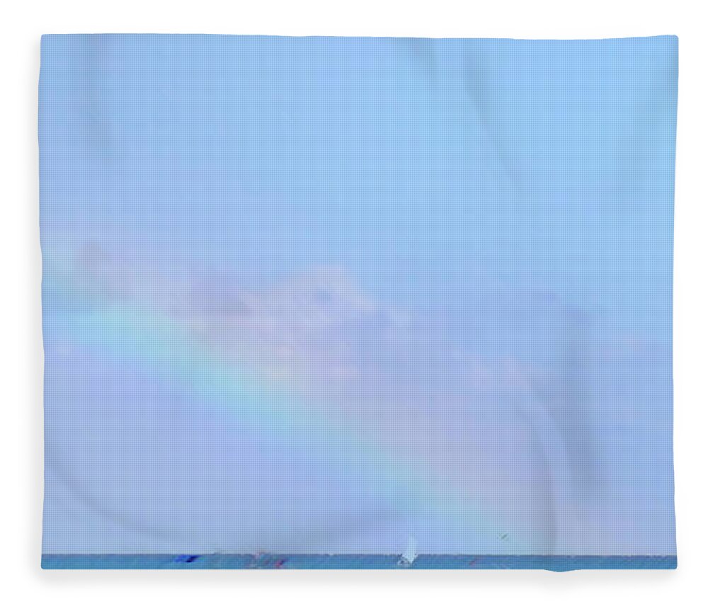 Rainbow Fleece Blanket featuring the digital art Rainbow at the beach 2 by Francesca Mackenney