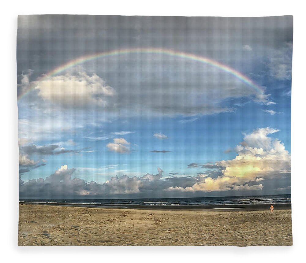 Rainbow Fleece Blanket featuring the photograph Rainbow Over Ocean by Patricia Schaefer