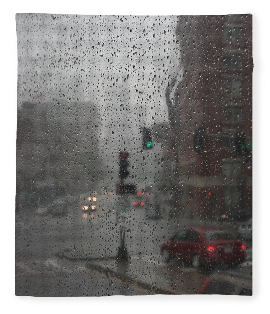 Cityscape Fleece Blanket featuring the photograph Rainy Days in Boston by Julie Lueders 