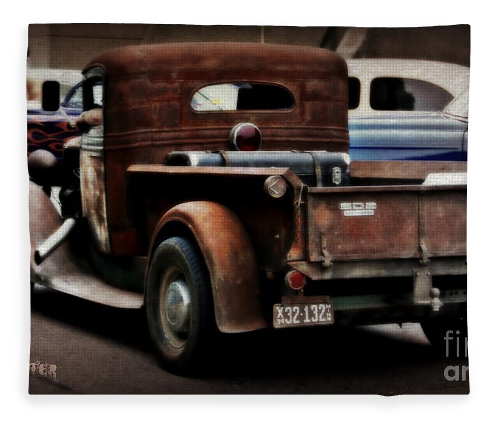 Rat Rod Fleece Blanket featuring the photograph Rat Rod Work Truck by Perry Webster