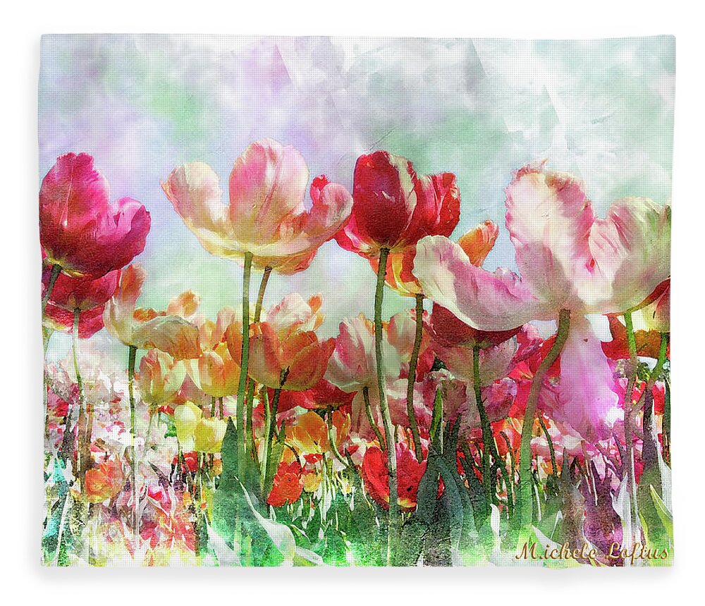 Tulips Fleece Blanket featuring the digital art Reaching for the Sky by Michele A Loftus