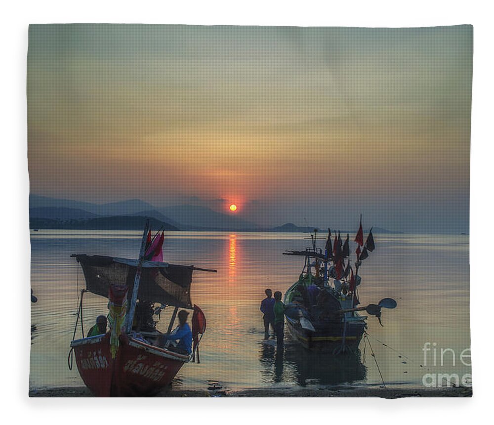 Michelle Meenawong Fleece Blanket featuring the photograph Ready For Night Fishing by Michelle Meenawong