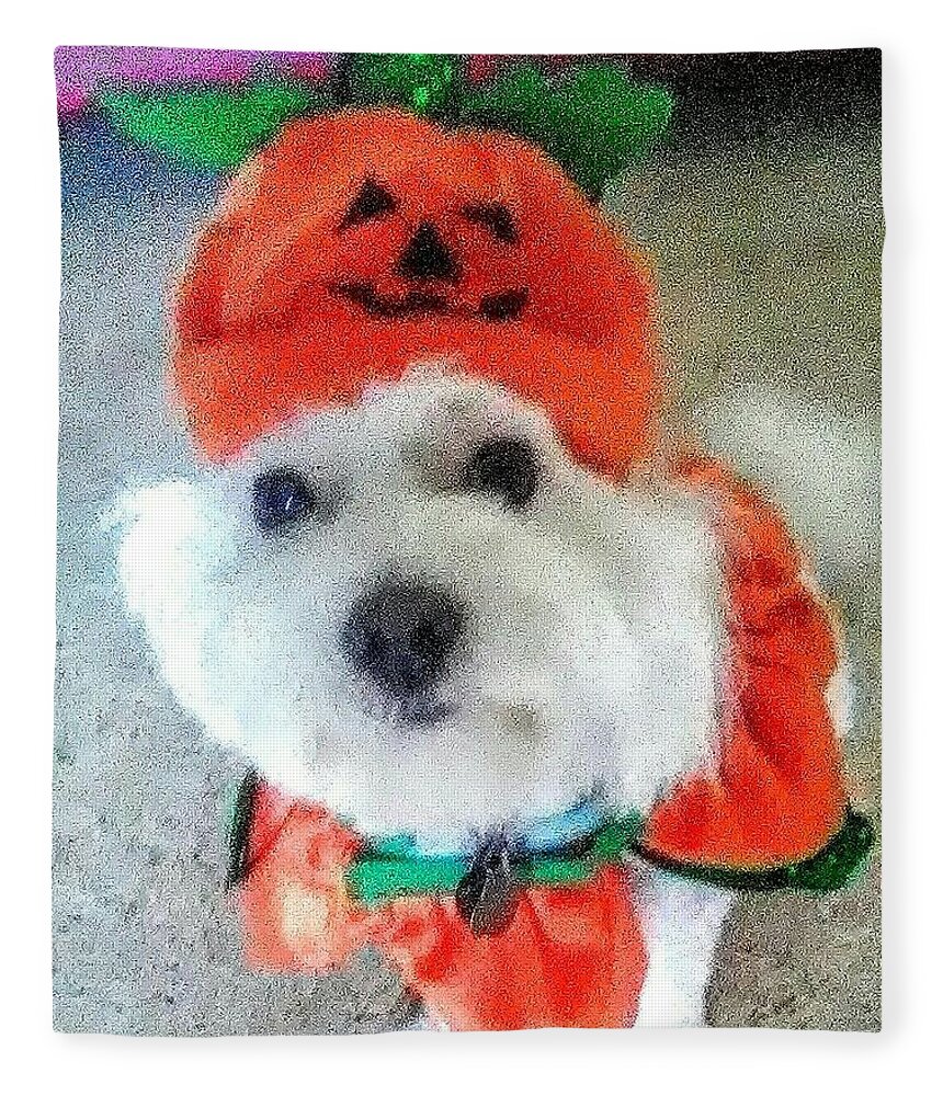 Coton De Tulear Fleece Blanket featuring the photograph Really Halloween by Suzanne Berthier