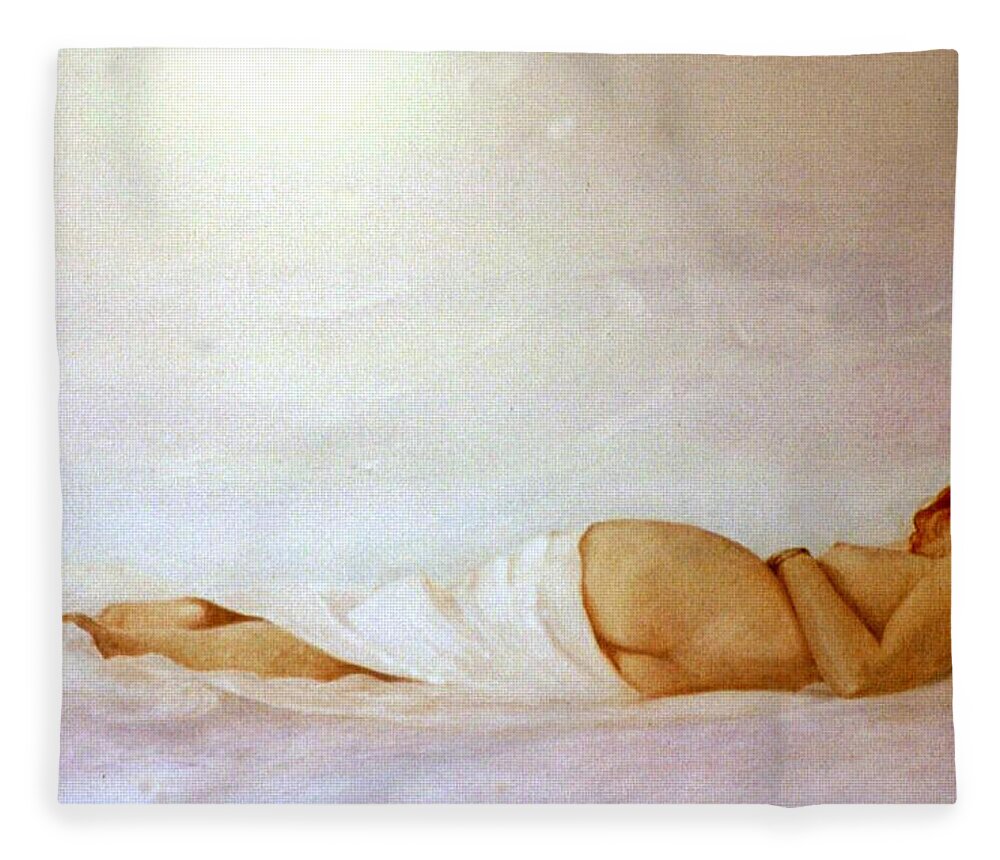 Reclining Nude Fleece Blanket featuring the painting Reclining Nude 2 by David Ladmore