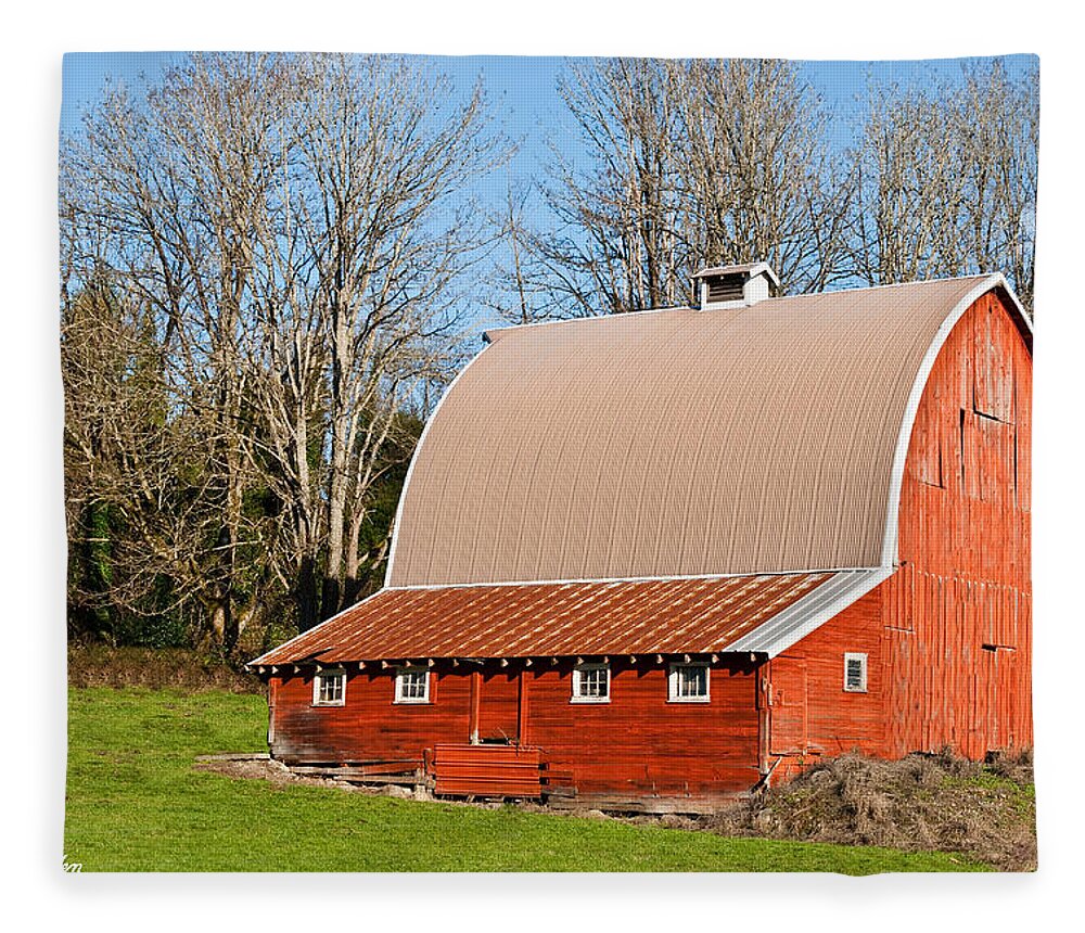 Architecture Fleece Blanket featuring the photograph Red Barn by Jeff Goulden