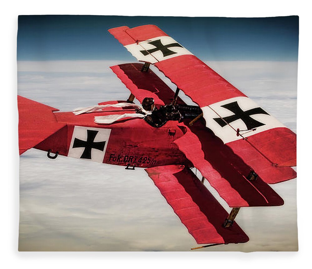 Red Baron Fleece Blanket featuring the photograph Red Baron Panorama - Lord of the Skies - Lomo Version by Weston Westmoreland