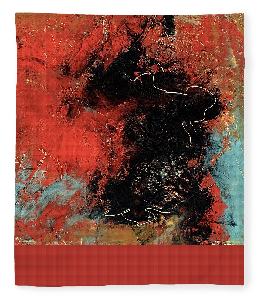 Abstract Fleece Blanket featuring the painting Red Dragon by Marcy Brennan