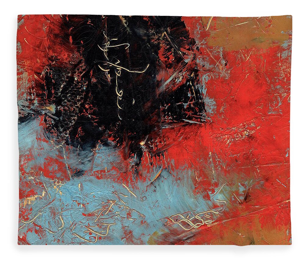 Abstract Fleece Blanket featuring the painting Red Dragon 6 by Marcy Brennan